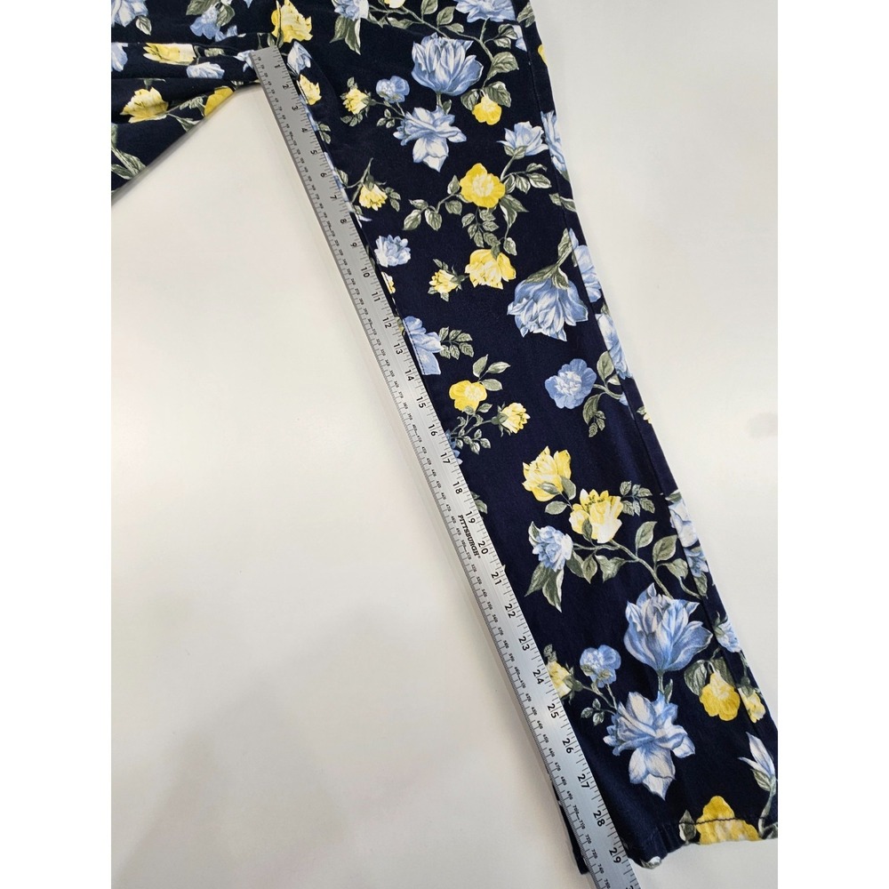 Charter Club Floral Straight Leg Pants Navy Yellow Preppy Spring Summer Women 8 - Picture 5 of 7